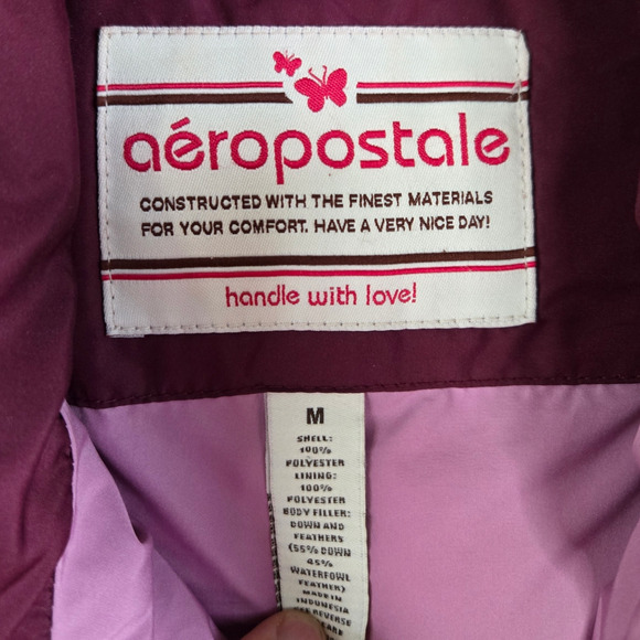 Y2K Aeropostale Purple Down Filled Mock Neck Full Zip Puffer Vest Size Medium - Picture 5 of 8